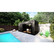 Container pool house avec baie vitrée coulissante et local fermé - H 2,60 m x L 6,06 m x l 2,44 m - 20 pieds_3