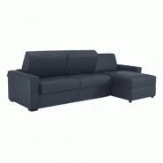 Canapé d'angle convertible Dreamer - ouverture express - sommier à lattes 140x197 cm - tweed bleu - matelas 16 cm_3