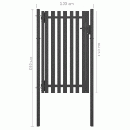 Vidaxl portail de clôture de jardin acier 1x2 m anthracite 146330_3