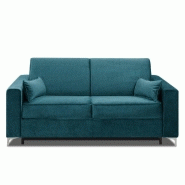 Canapé convertible express Jackson 120cm - Confort Bultex® 12cm - Sommier lattes Renatonisi - Velours bleu paon_3
