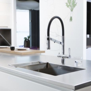 Robinet 3 voies CHEF chromé - Mitigeur avec douchette flexible, semi professionnel_3