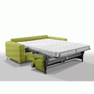 Canapé convertible Suède 140 cm - Ouverture Express - Sommier lattes Renatonisi - Matelas 16 cm - Tissu tweed vert_3