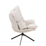 Fauteuil relax pivotant Pietra - tissu écru - design contemporain avec piètement étoile en métal noir_3