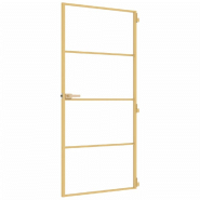 Vidaxl porte intérieure mince doré 93x201,5 cm verre trempé aluminium 155138_3