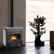 Chauffage à bois avec capacité pour bûches de 50 cm