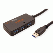 ROLINE Hub USB 3.2 Gen 1 4 ports avec Repeater, noir, 10 m_3