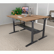 Bureau bench réglable en hauteur UP - Mobel Linea - Oui, 160, Anthracite, Acacia foncé_0