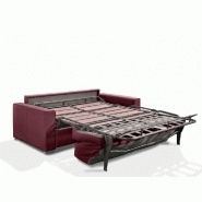Canapé convertible 3-4 places Excellence - 160 cm - Matelas Memory 18 cm inclus - Cuir vachette Bordeaux_3