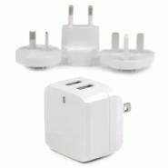 Chargeur mural USB à  2 ports - Haute puissance 17W / 3,4A - Chargeur de voyage international - Blanc_3