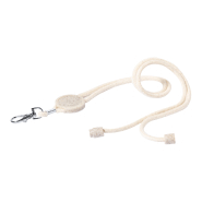 Tour de cou en coton - boucle de sécurité, mousqueton en métal et badge écologique en paille de blé - idéal pour le doming_3