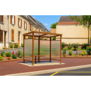 Abri bus Medium - Modulaire et personnalisable avec bois, verre et métal_2