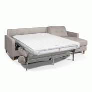 Canapé d'angle Norway - Matelas 16 cm - Ouverture express - Sommier à lattes Renatonisi - Tweed crème_3