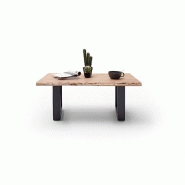 Table basse Claren - plateau 110 cm en acacia massif naturel - piétement en U laqué anthracite_3