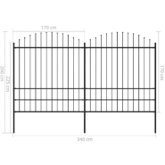 Vidaxl clôture de jardin à dessus en lance acier (1,75-2)x3,4 m noir 277749_3