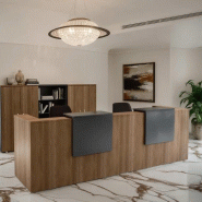 Banque d'accueil 2 personnes delta first avec 2 tops - MOBEL LINEA - 284, acacia foncé, anthracite_0
