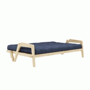 Canapé convertible futon GRAB - Pin naturel - Coloris marine - Couchage 130 x 190 cm - Style scandinave_3