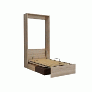 Armoire lit escamotable Dynamo Sofa - canapé intégré - chêne naturel - tissu marron - couchage 90x200 cm_3