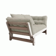 Banquette méridienne convertible futon BEAT - Pin naturel - Tissu lin - Couchage 75x200 cm_3