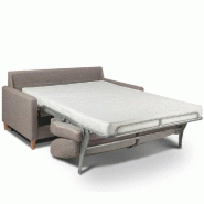 Canapé convertible OGGETTO - Matelas 16 cm - Système express - Sommier à lattes 160 cm - Velours beige - RENATONISI_3