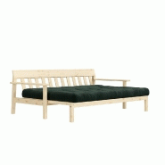 Canapé convertible futon UNWIND - Pin naturel - Coloris algue - 130 x 190 cm - Style scandinave_3