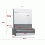 Armoire lit escamotable Dynamo Sofa - canapé avec accoudoirs en microfibre gris - couchage 160x200 cm_3