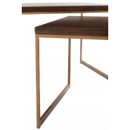 Table basse salon 3 parties BIOR - bois de manguier brun foncé et métal doré - pratique et design_3
