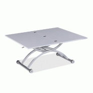 Table basse relevable extensible Hirondelle compacte - Mélaminé chêne blanc 100 x 57/114 cm - Design moderne et gain de place_3