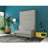 Armoire lit escamotable Sofa Automatica 140 cm - mélaminé gris avec canapé microfibre intégré_3