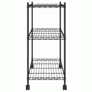 Vidaxl étagère de rangement 3 niveaux et roues 60x35x81 cm noir 150 kg 324626_3
