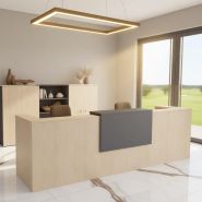 Banque d'accueil 2 personnes delta first avec 1 top - MOBEL LINEA - 364, anthracite, chêne moyen_0