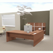 Bureau avec retour T45 finition bois- Quadrifoglio. - 200, Noyer canaletto, Gauche_3
