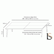 Bureau bench 4 personnes Pigreco - Martex. - Blanc, 280, Titane_3