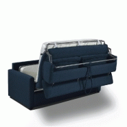 Canapé convertible express Darwin - Têtières réglables - Couchage 120x197 cm - Matelas 16 cm - Tissu tweed bleu nuit_3