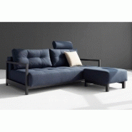 Innovation Living - Canapé convertible design Bifrost Deluxe 155x200 cm - Tissu Mixed Dance Blue avec accoudoirs bois_3