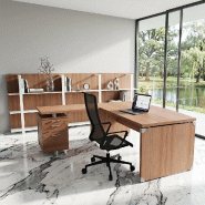 Bureau d'angle X time Stop avec retour - Quadrifoglio. - 180, Noyer canaletto, 2 tiroirs_3