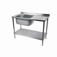 Plonge inox 1 bac à gauche et égouttoir sur pieds - P 600 x L 1000 mm | Vogue_3