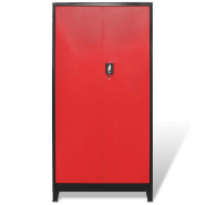 Vidaxl armoire à outils avec 2 portes acier 90x40x180 cm noir et rouge 20158_3