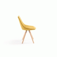 Lot de 2 chaises Sylvain - tissu jaune, pieds hêtre naturel, structure bois et métal_3