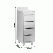 Meuble bas inox à tiroirs PREMIUM - 400 x 600 mm - 4 tiroirs - SS4SI46A_3