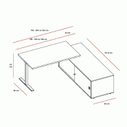 Bureau Idea Tube avec meuble de rangement - Quadrifoglio - Blanc, 184, Droite_3
