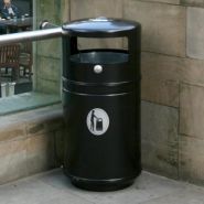 Poubelle publique métal Guppy - Glasdon - 85 litres - résistant au feu_3