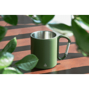 Mug thermos - double paroi en acier inoxydable recyclé avec poignée mousqueton - 300 ml - couleur verte_3
