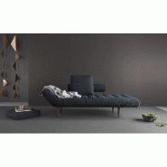 INNOVATION LIVING  CANAPÉ CONVERTIBLE DESIGN ROLLO STYLETTO PIEDS CHÊNE TISSU BLEU NIST BLUE_3