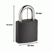 Cadenas à clé en fer - largeur 25 mm - bon niveau de sécurité - double ancrage - 2 clés_3