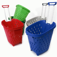 Panier couleur 56 litres à 4 roulettes - Gris platine RAL 7036, Orangé rouge clair RAL 2008_3