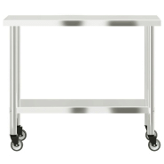 Vidaxl table de travail de cuisine avec roues 110x55x85 cm inox 376464_3
