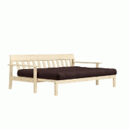 Canapé convertible futon Unwind - Pin naturel - Coloris marron - Couchage 130 x 190 cm - Style scandinave_3