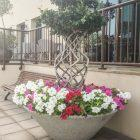 Jardinière en béton Uve - Jardinière circulaire élégante et minimaliste - Blanc / Gris / Ocre / Finition petra 1_3