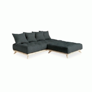 Canapé convertible futon Senza - Pin naturel - Coloris gris ardoise - Couchage 1 personne 90x200 cm_3
