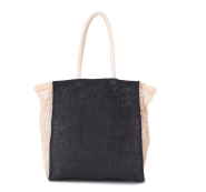 Sac shopping en jute avec soufflet en filet coton - Réf: KI0281 - Kimood_3